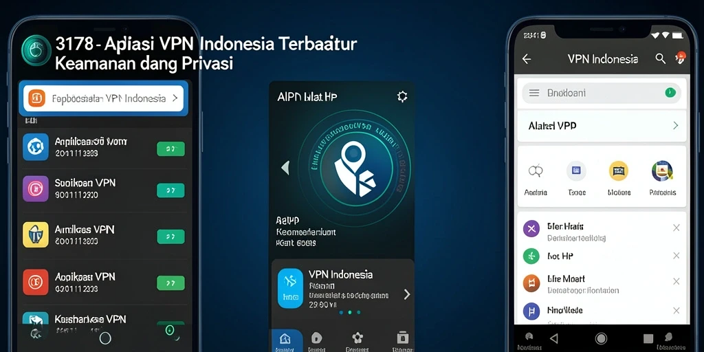 Tampilan antarmuka aplikasi VPN Indonesia yang modern dan user-friendly.