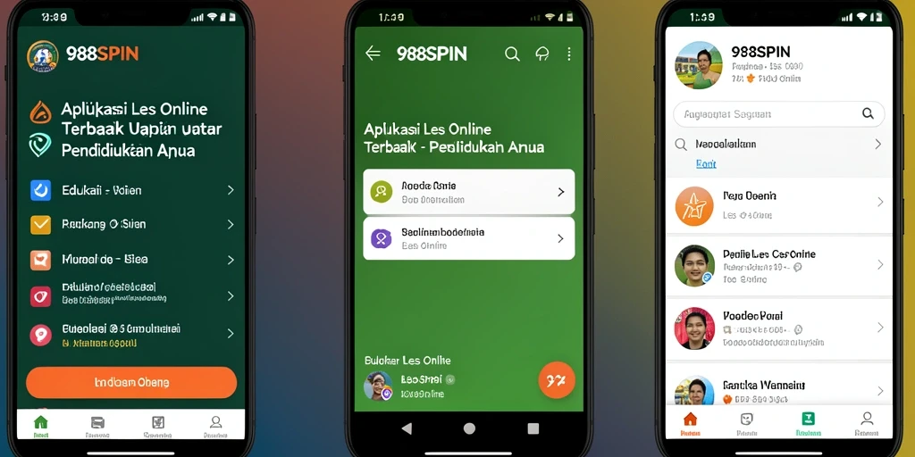 Antarmuka aplikasi Les Online 988SPIN yang interaktif dan user-friendly.