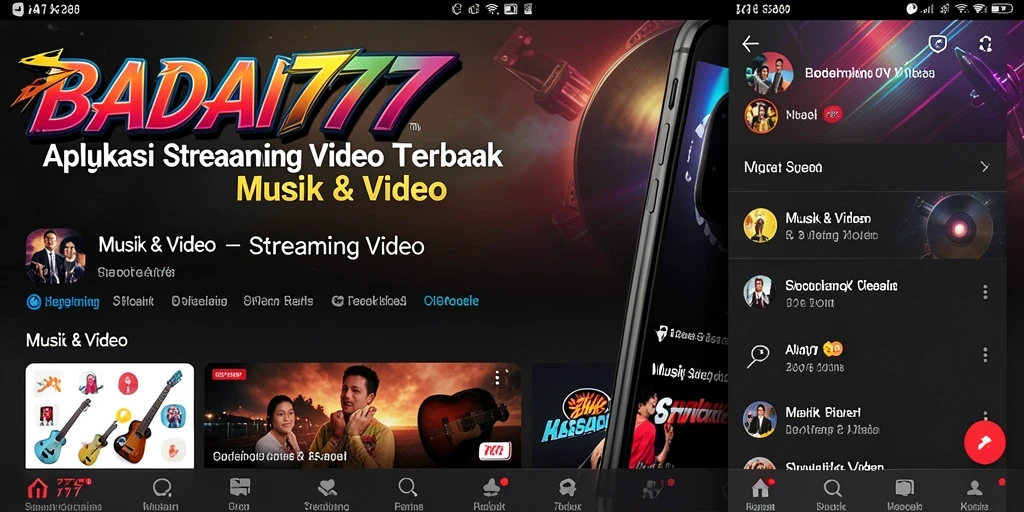 Tampilan antarmuka aplikasi BADAI777 dengan fitur Streaming Video