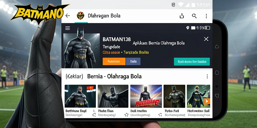 Tampilan antarmuka aplikasi BATMAN138 dengan berita olahraga bola.