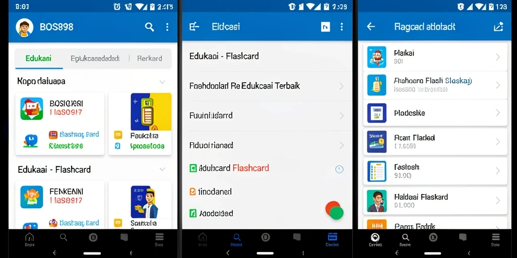 Tampilan antarmuka aplikasi Flashcard BOS898 yang interaktif dan mudah digunakan.