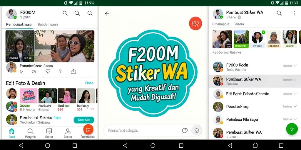 Tampilan antarmuka F200M untuk membuat stiker WA yang intuitif dan menarik.