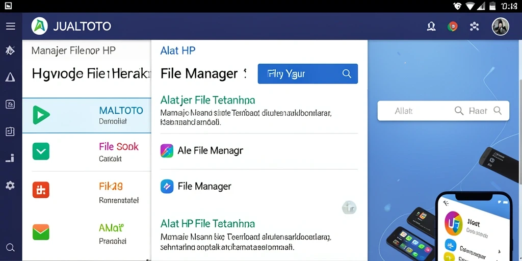 Antarmuka utama aplikasi JUALTOTO sebagai File Manager yang praktis.